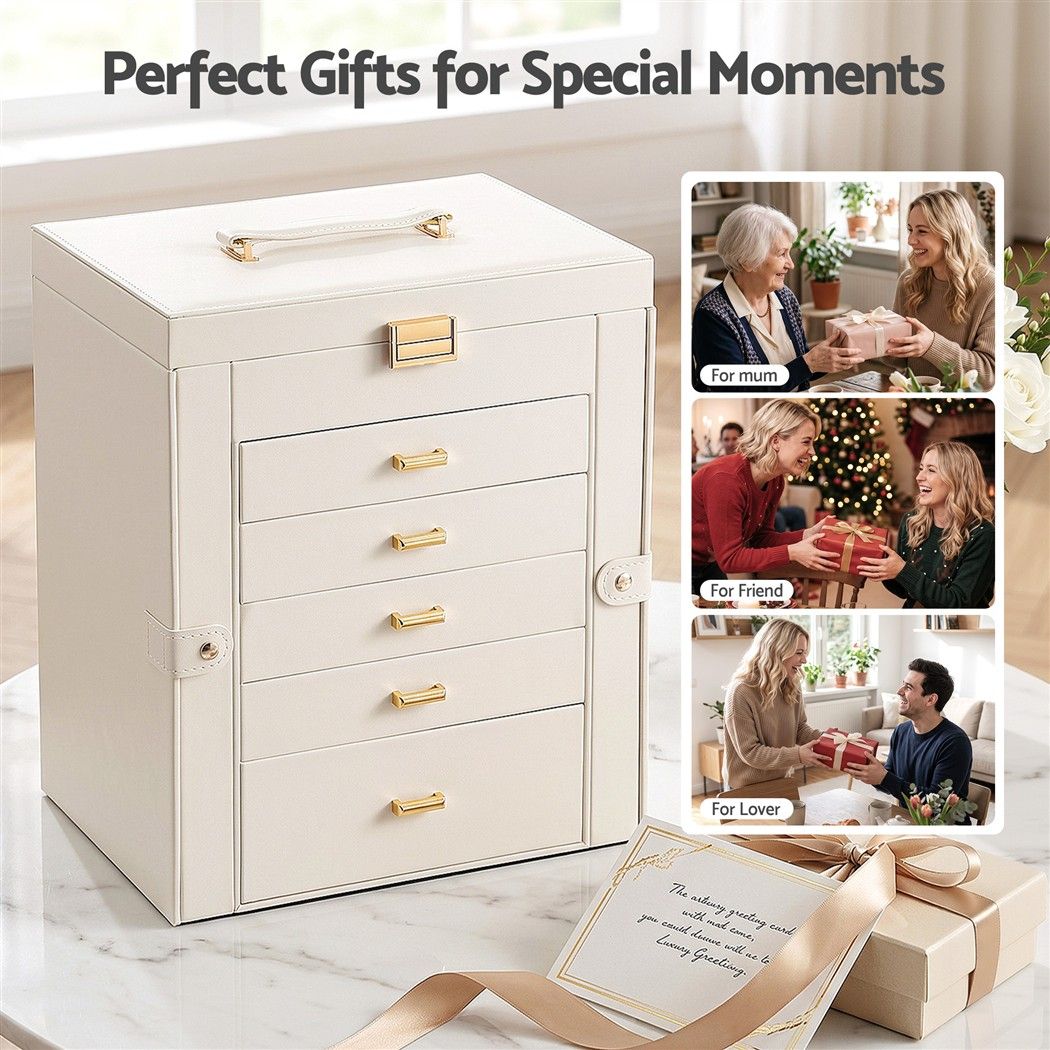 Embellir Jewellery Box 6 Layer Organiser Large Display Case Storage Awezingly