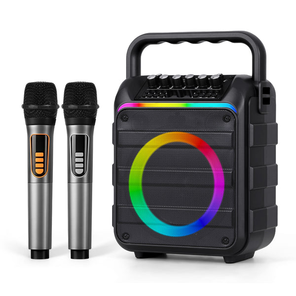 Alpha Portable Karaoke Machine with 2 Wireless Microphones Bluetooth 5.3 Awezingly