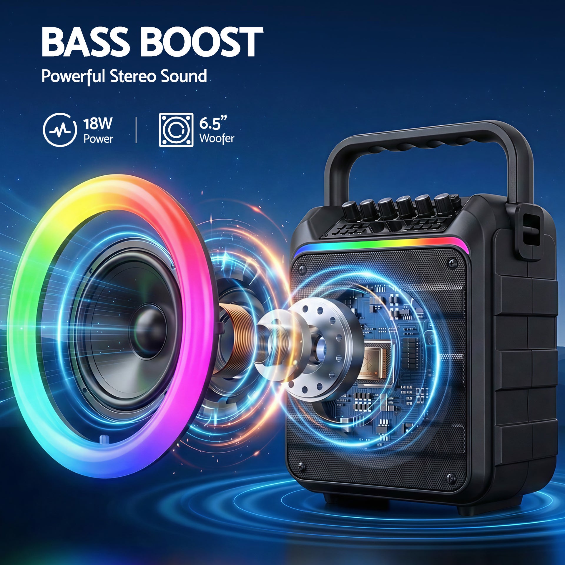 Alpha Portable Karaoke Machine with 2 Wireless Microphones Bluetooth 5.3 Awezingly