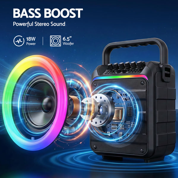 Alpha Portable Karaoke Machine with 2 Wireless Microphones Bluetooth 5.3 Awezingly
