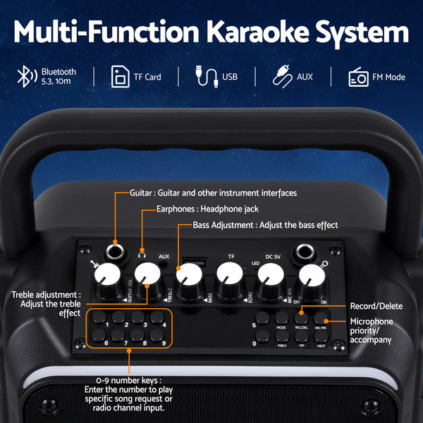 Alpha Portable Karaoke Machine with 2 Wireless Microphones Bluetooth 5.3 Awezingly