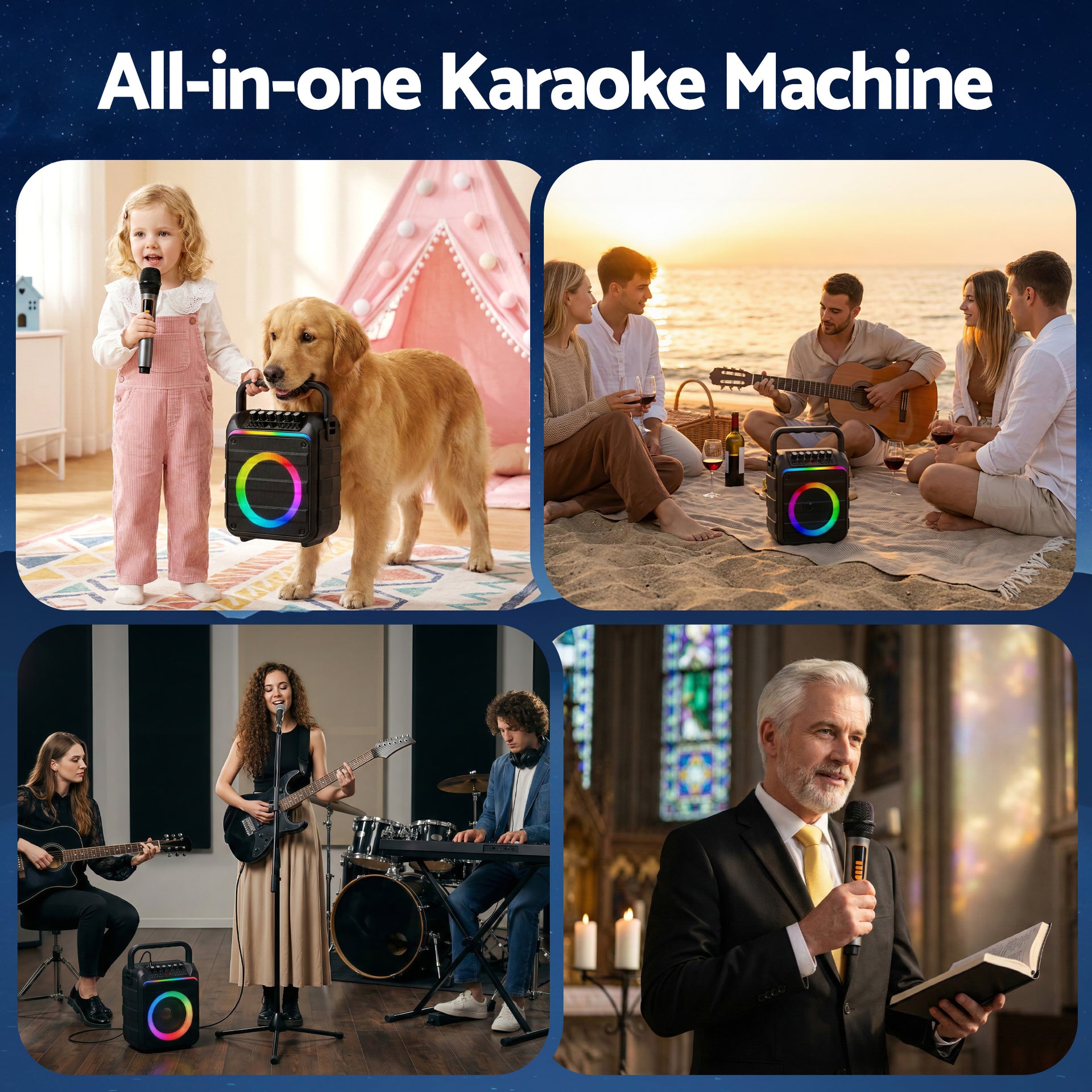 Alpha Portable Karaoke Machine with 2 Wireless Microphones Bluetooth 5.3 Awezingly