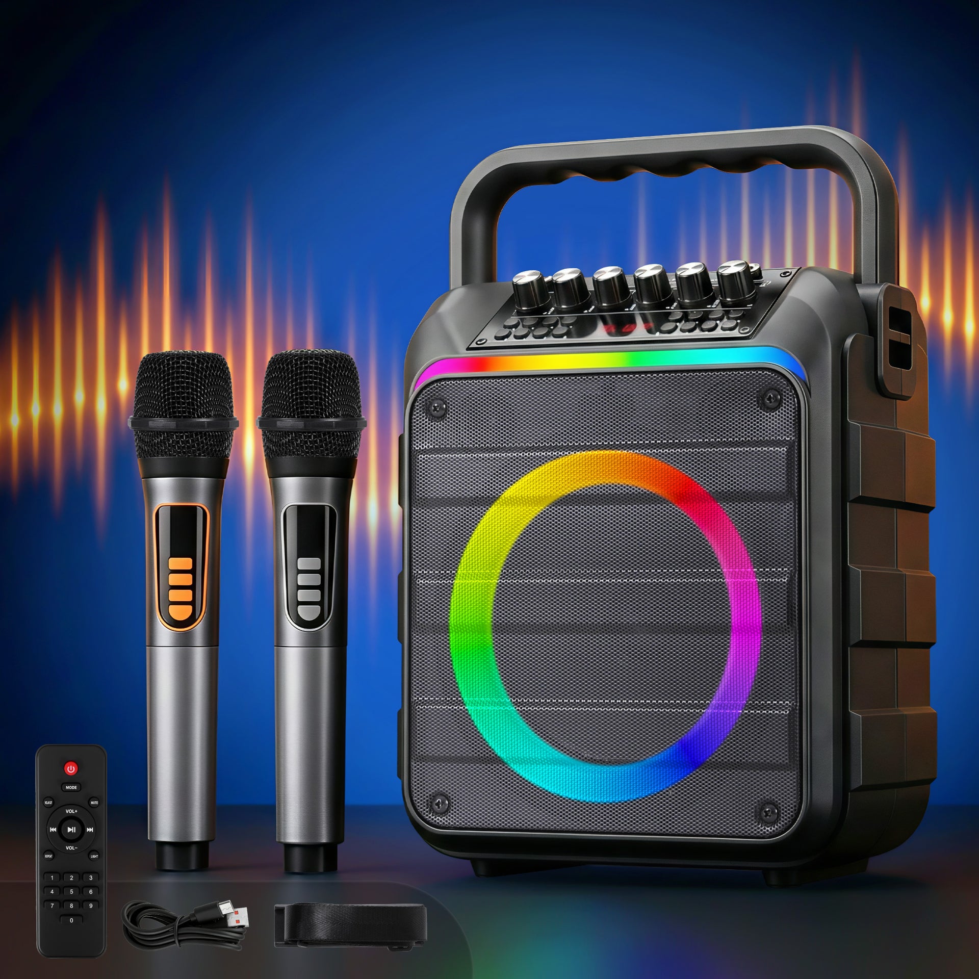 Alpha Portable Karaoke Machine with 2 Wireless Microphones Bluetooth 5.3 Awezingly