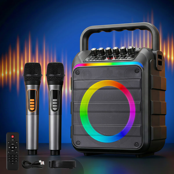 Alpha Portable Karaoke Machine with 2 Wireless Microphones Bluetooth 5.3 Awezingly