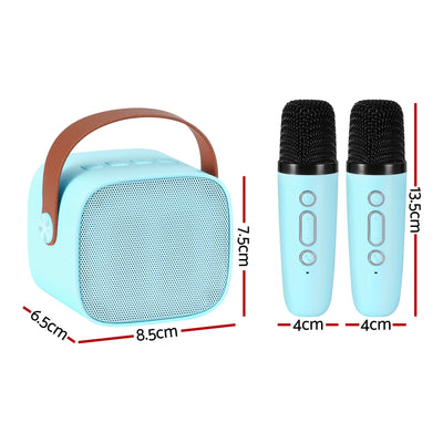 Alpha Mini Portable Karaoke Machine for Adults Kids with 2 Wireless Microphones