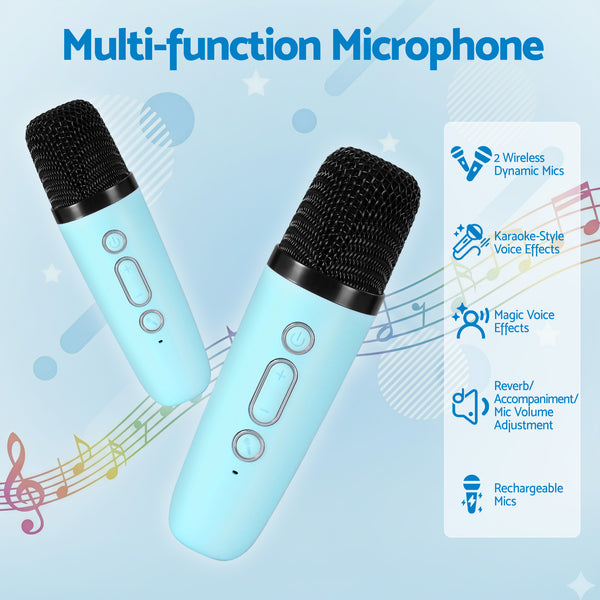 Alpha Mini Portable Karaoke Machine for Adults Kids with 2 Wireless Microphones Awezingly
