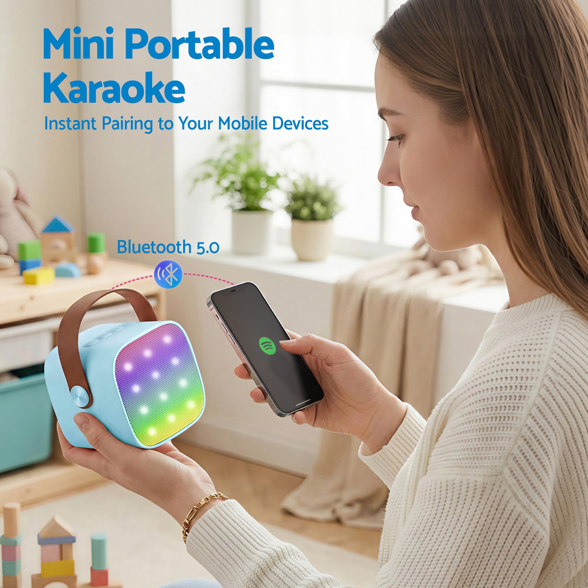 Alpha Mini Portable Karaoke Machine for Adults Kids with 2 Wireless Microphones Awezingly