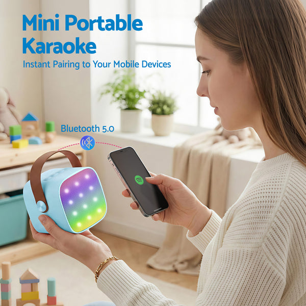 Alpha Mini Portable Karaoke Machine for Adults Kids with 2 Wireless Microphones Awezingly
