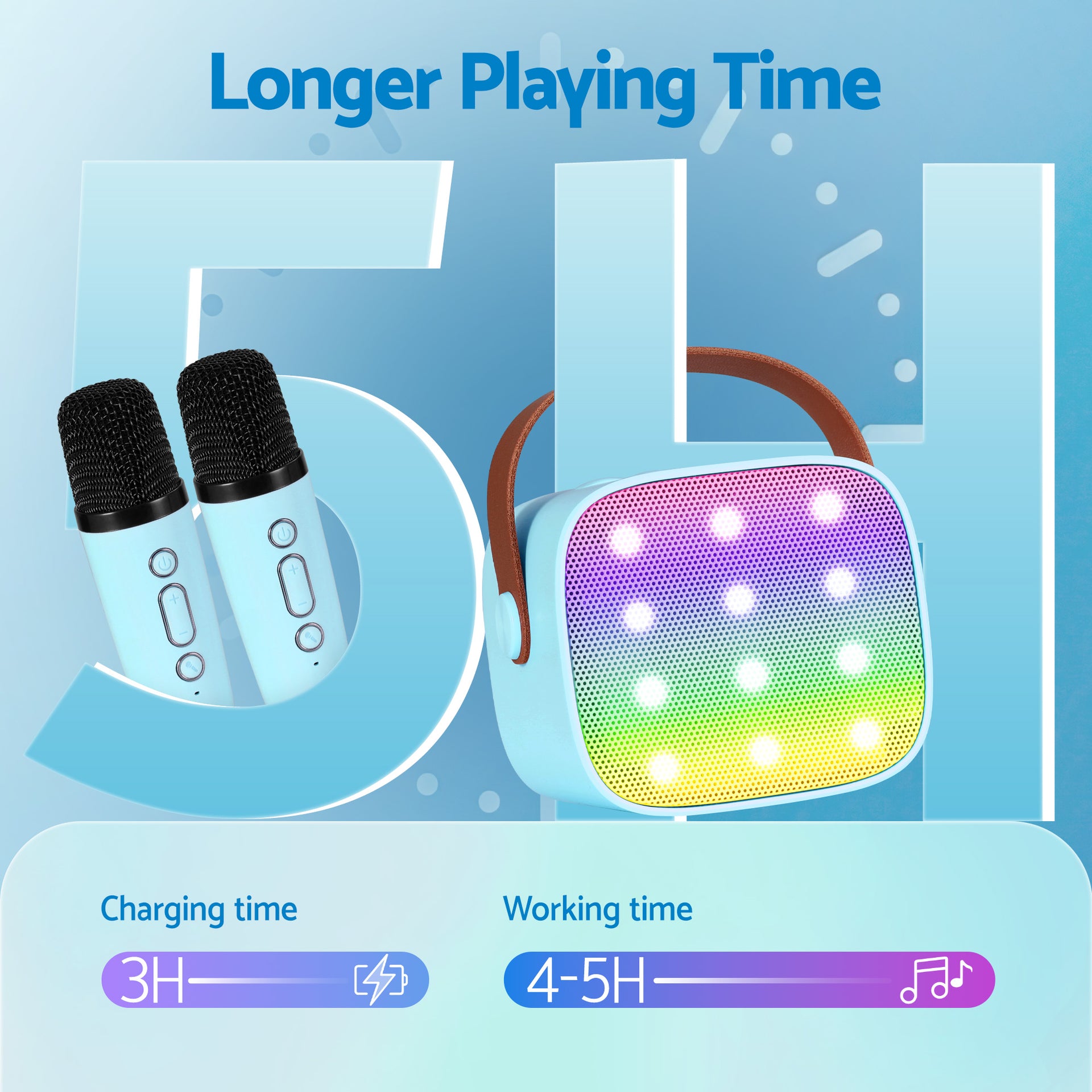 Alpha Mini Portable Karaoke Machine for Adults Kids with 2 Wireless Microphones Awezingly
