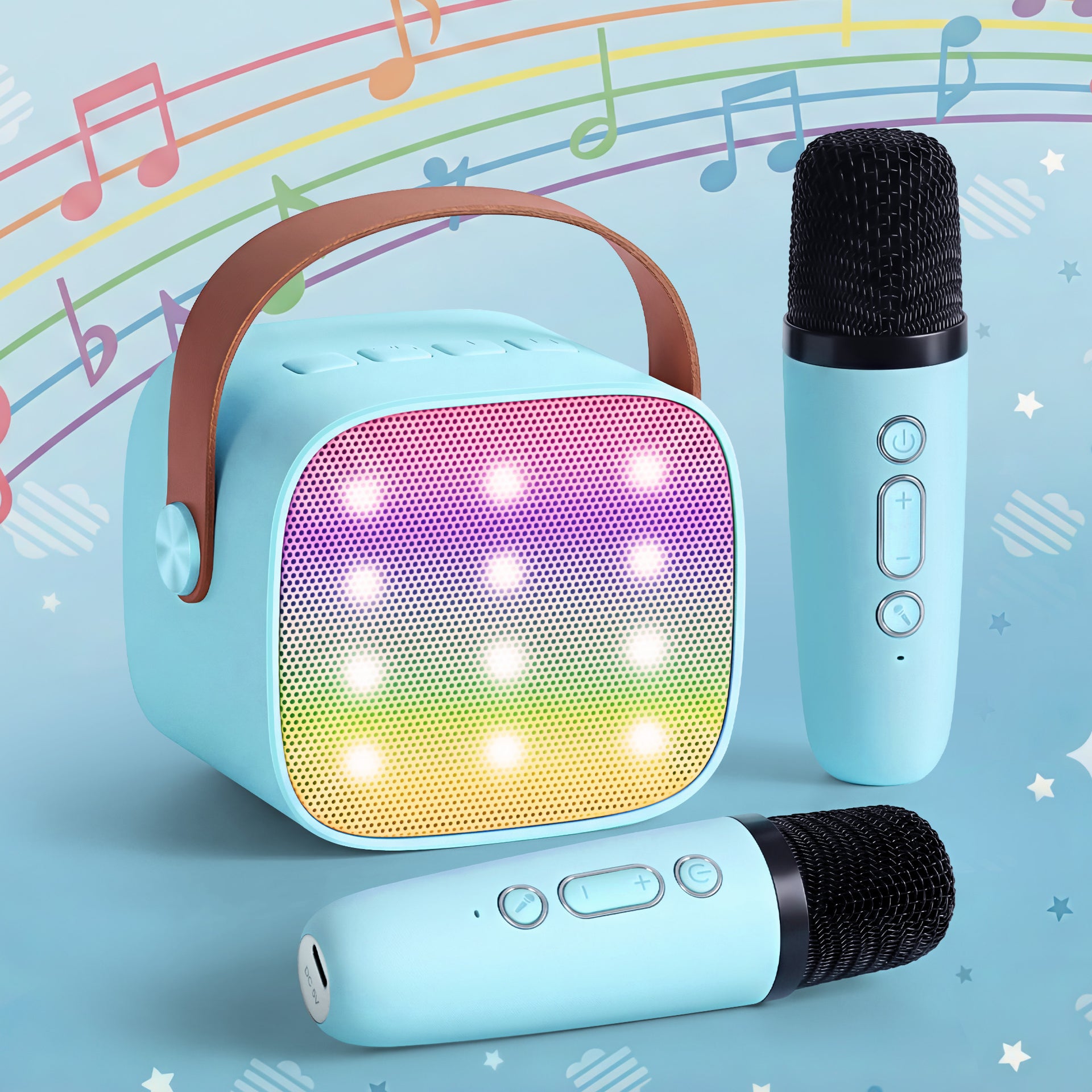 Alpha Mini Portable Karaoke Machine for Adults Kids with 2 Wireless Microphones Awezingly