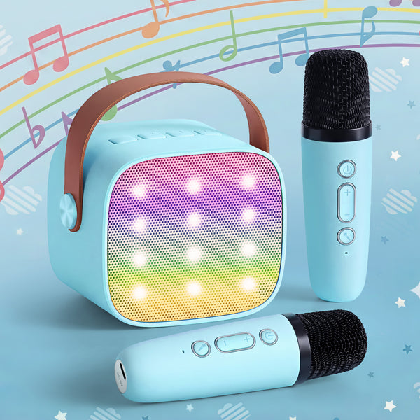Alpha Mini Portable Karaoke Machine for Adults Kids with 2 Wireless Microphones Awezingly