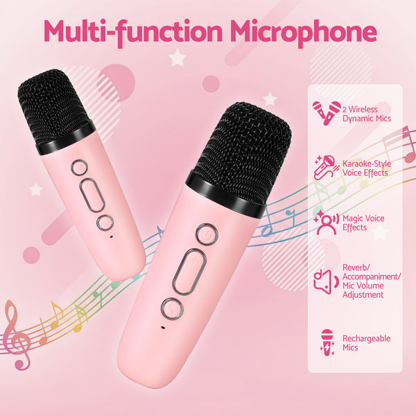 Alpha Mini Portable Karaoke Machine for Adults Kids with 2 Wireless Microphones Awezingly