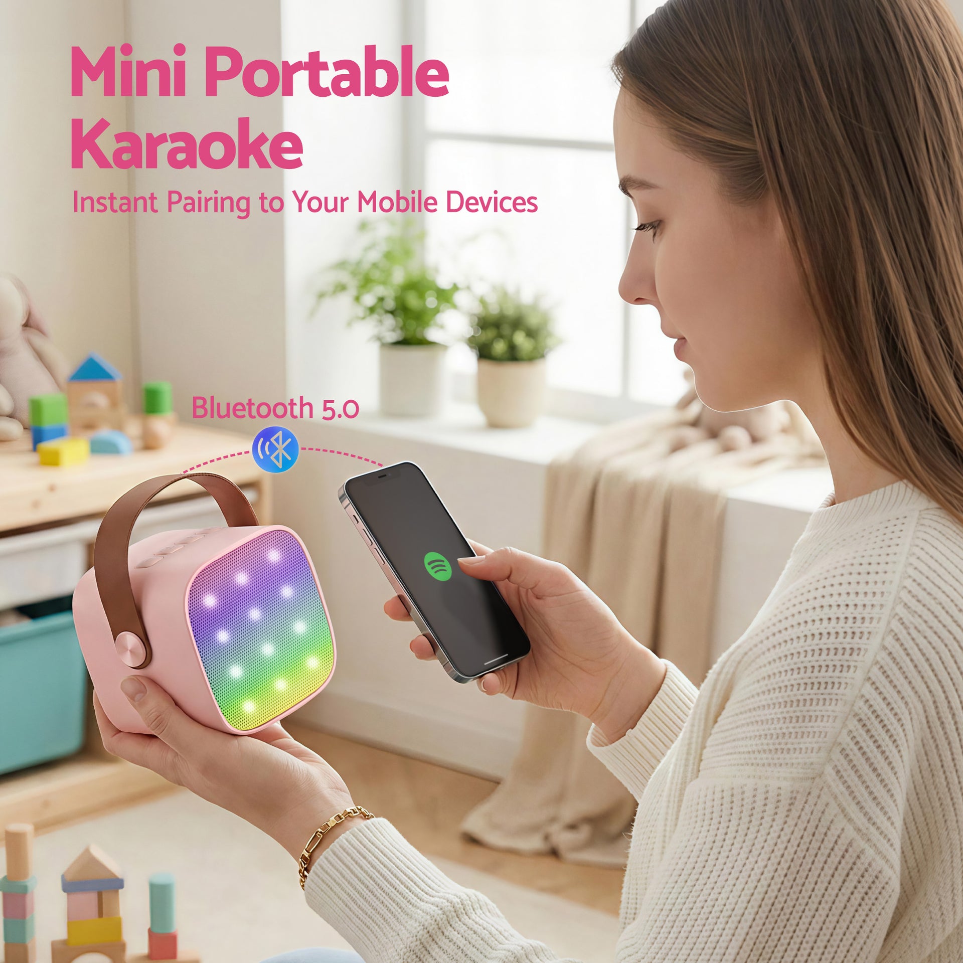 Alpha Mini Portable Karaoke Machine for Adults Kids with 2 Wireless Microphones Awezingly