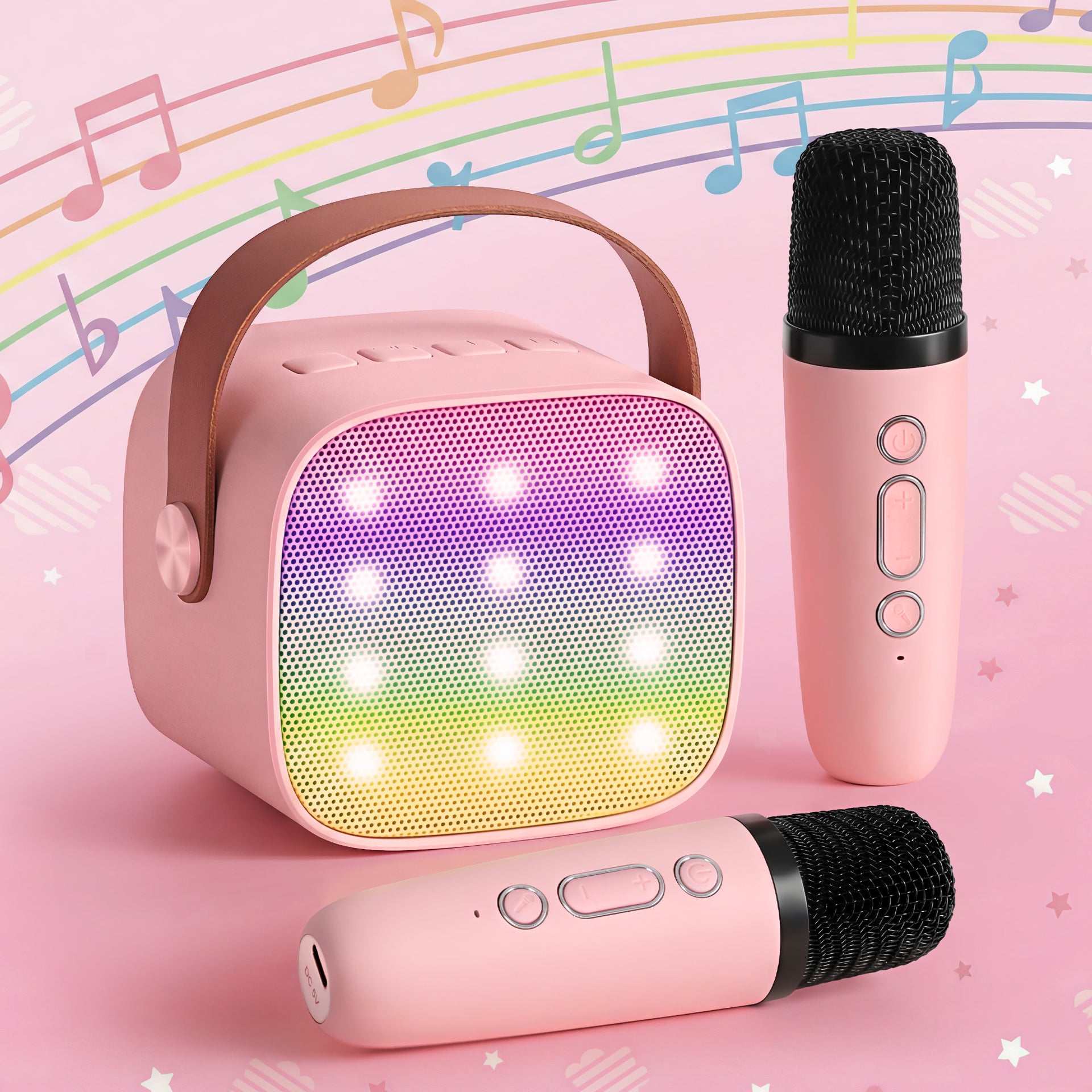 Alpha Mini Portable Karaoke Machine for Adults Kids with 2 Wireless Microphones Awezingly