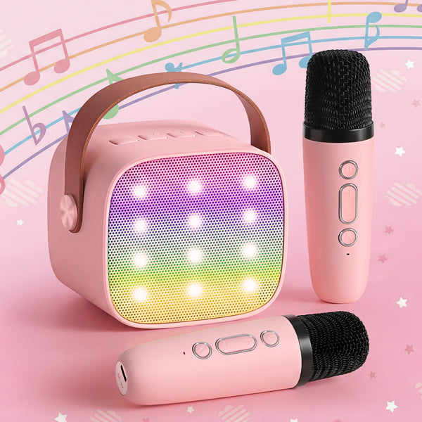 Alpha Mini Portable Karaoke Machine for Adults Kids with 2 Wireless Microphones Awezingly