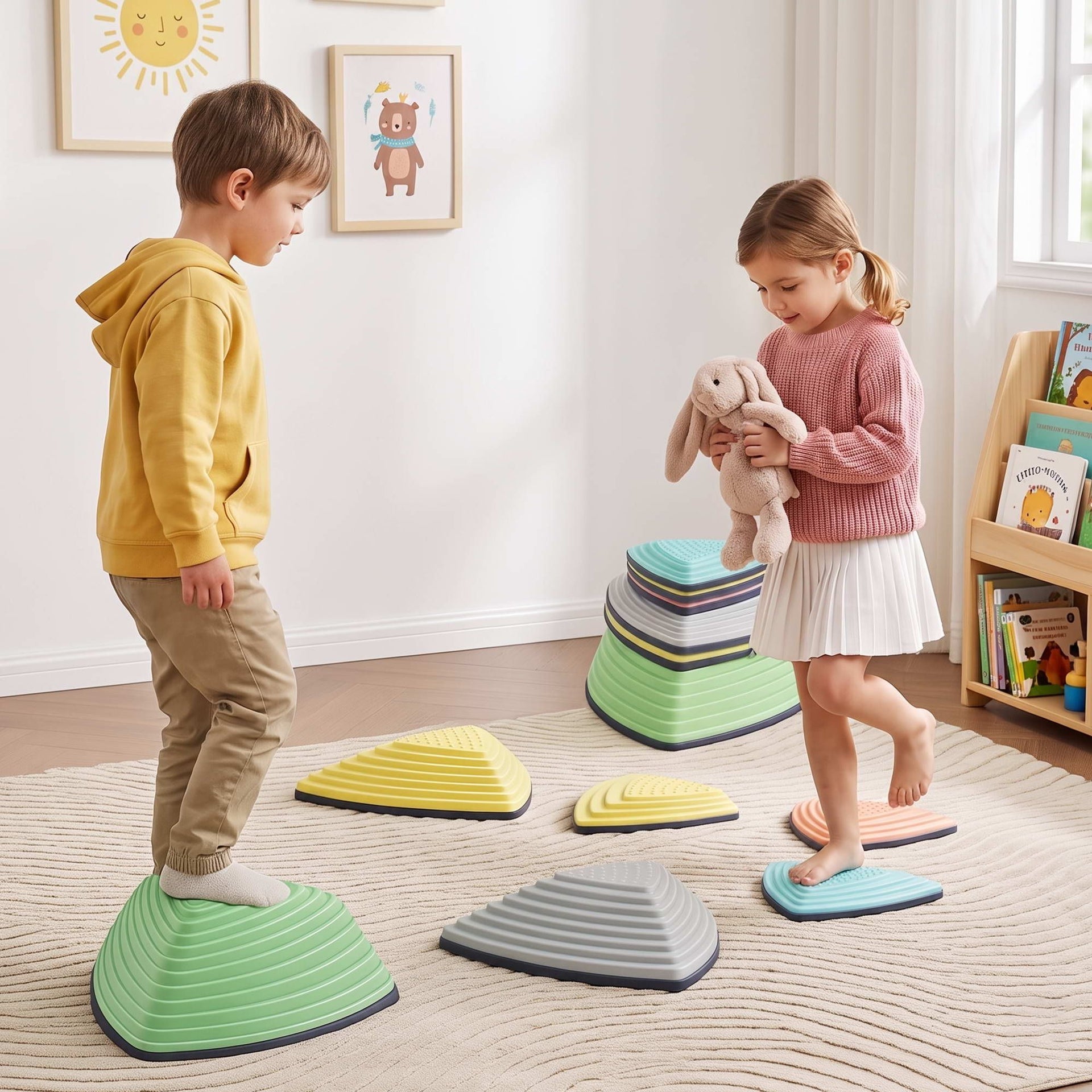 Keezi Kids Stepping Stones 6PCS Balance Stones Indoor Outdoor Toy Awezingly