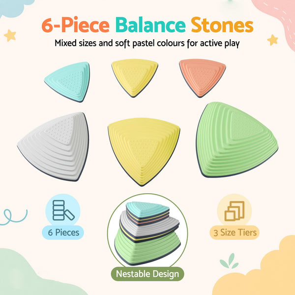 Keezi Kids Stepping Stones 6PCS Balance Stones Indoor Outdoor Toy Awezingly