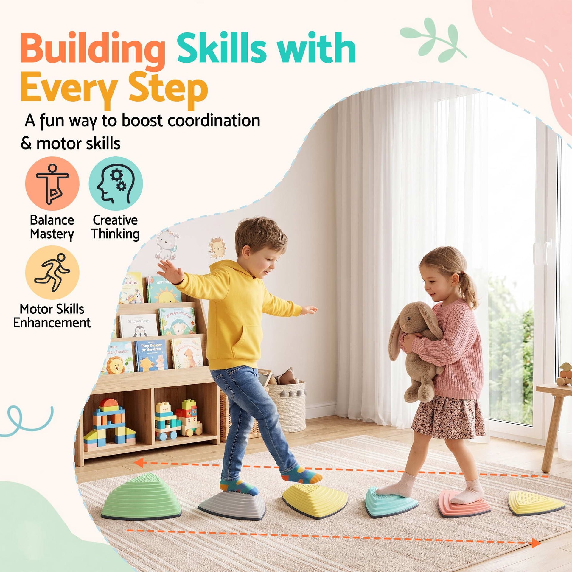 Keezi Kids Stepping Stones 6PCS Balance Stones Indoor Outdoor Toy Awezingly
