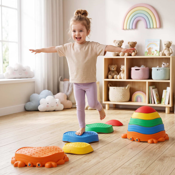 Keezi Kids Stepping Stones Balance Stone Set Crab Indoor Outdoor 5PCS Awezingly
