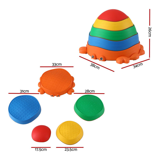 Keezi Kids Stepping Stones Balance Stone Set Crab Indoor Outdoor 5PCS Awezingly
