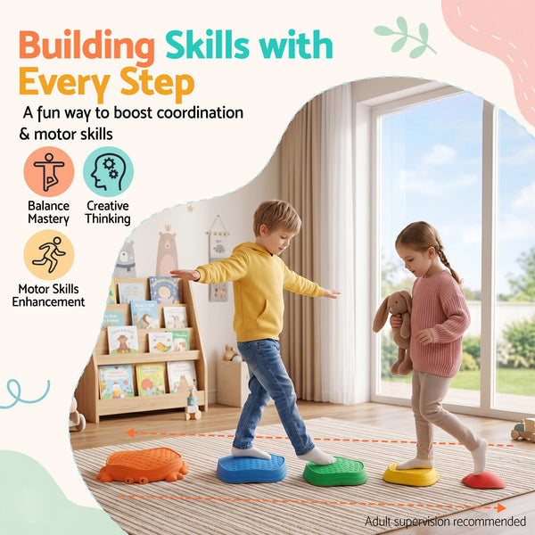 Keezi Kids Stepping Stones Balance Stone Set Crab Indoor Outdoor 5PCS Awezingly