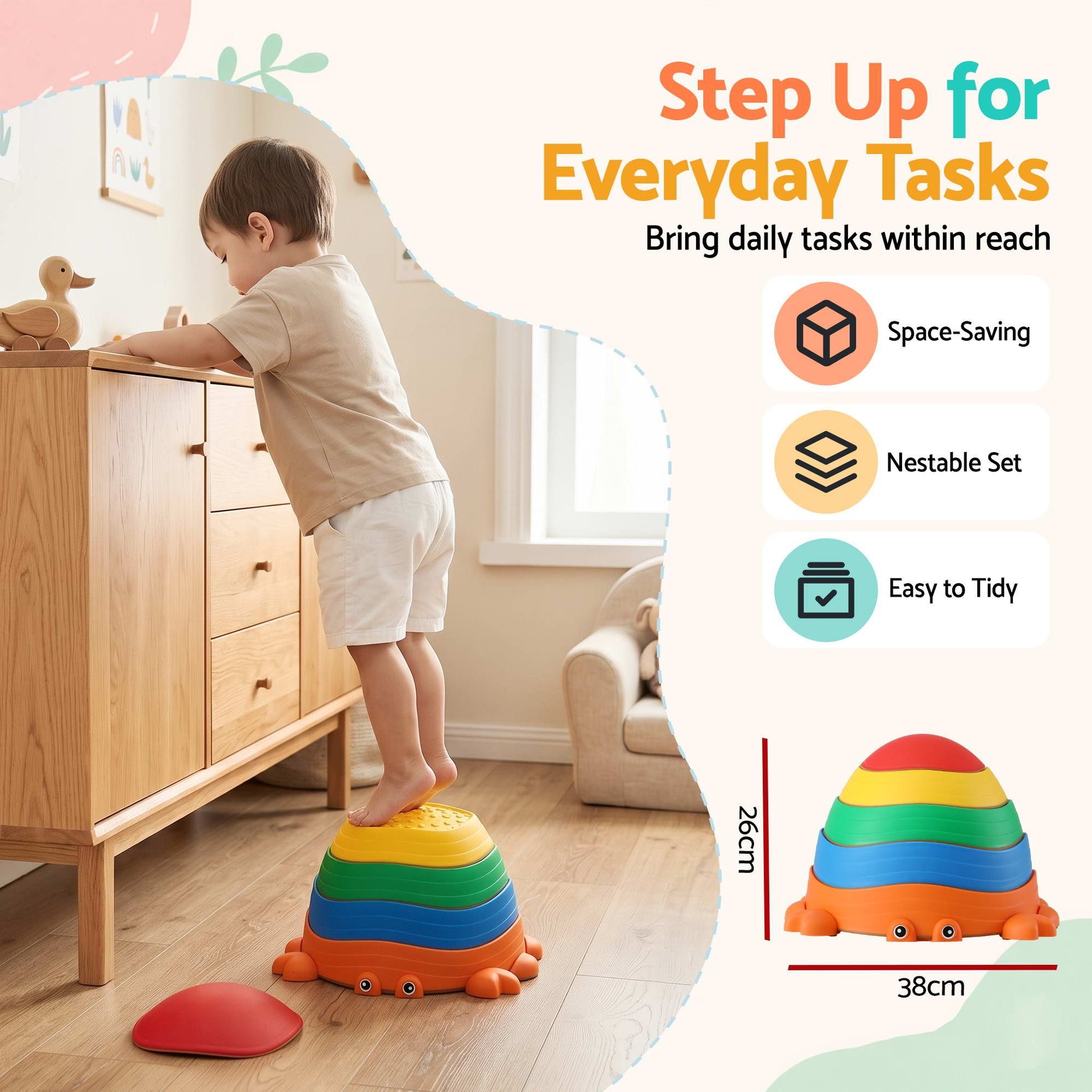 Keezi Kids Stepping Stones Balance Stone Set Crab Indoor Outdoor 5PCS Awezingly