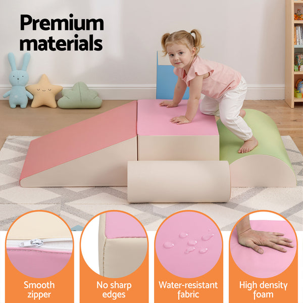 Keezi Kids Climbing Blocks 5-Piece Foam Toddler Playset Soft Indoor Climbing Toy Rocker Awezingly