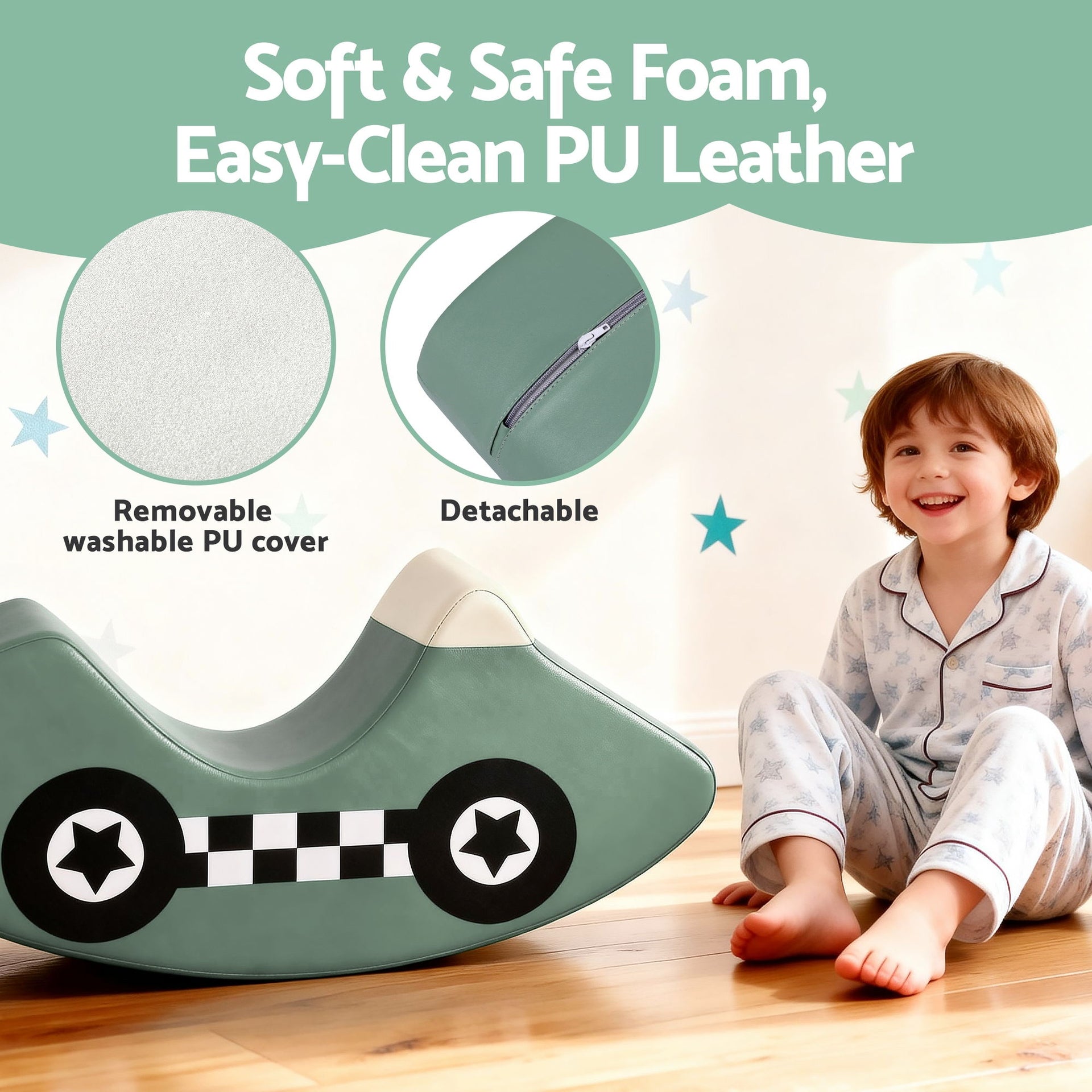 Kids Climbing Blocks Foam Toddler Playset Soft Indoor Climbing Toy Rocker Green Awezingly