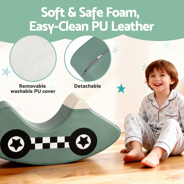 Kids Climbing Blocks Foam Toddler Playset Soft Indoor Climbing Toy Rocker Green Awezingly