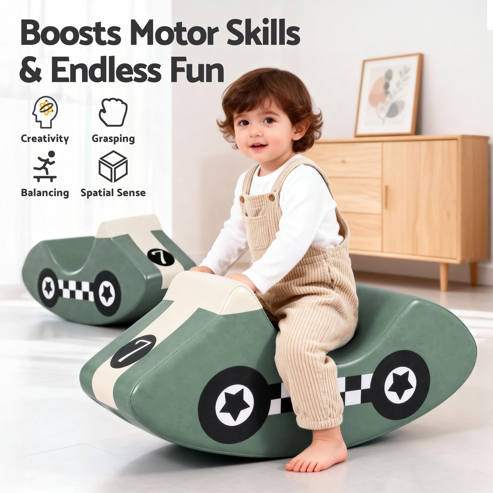 Kids Climbing Blocks Foam Toddler Playset Soft Indoor Climbing Toy Rocker Green Awezingly