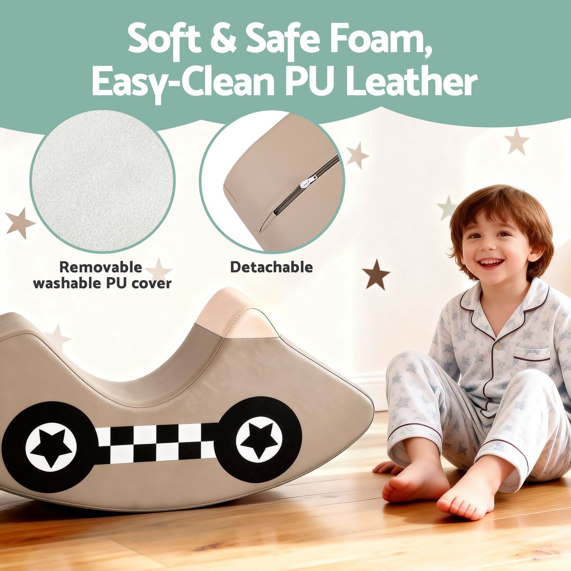 Kids Climbing Blocks Foam Toddler Playset Soft Indoor Indoor Climbing Toy Rocker Khaki Awezingly