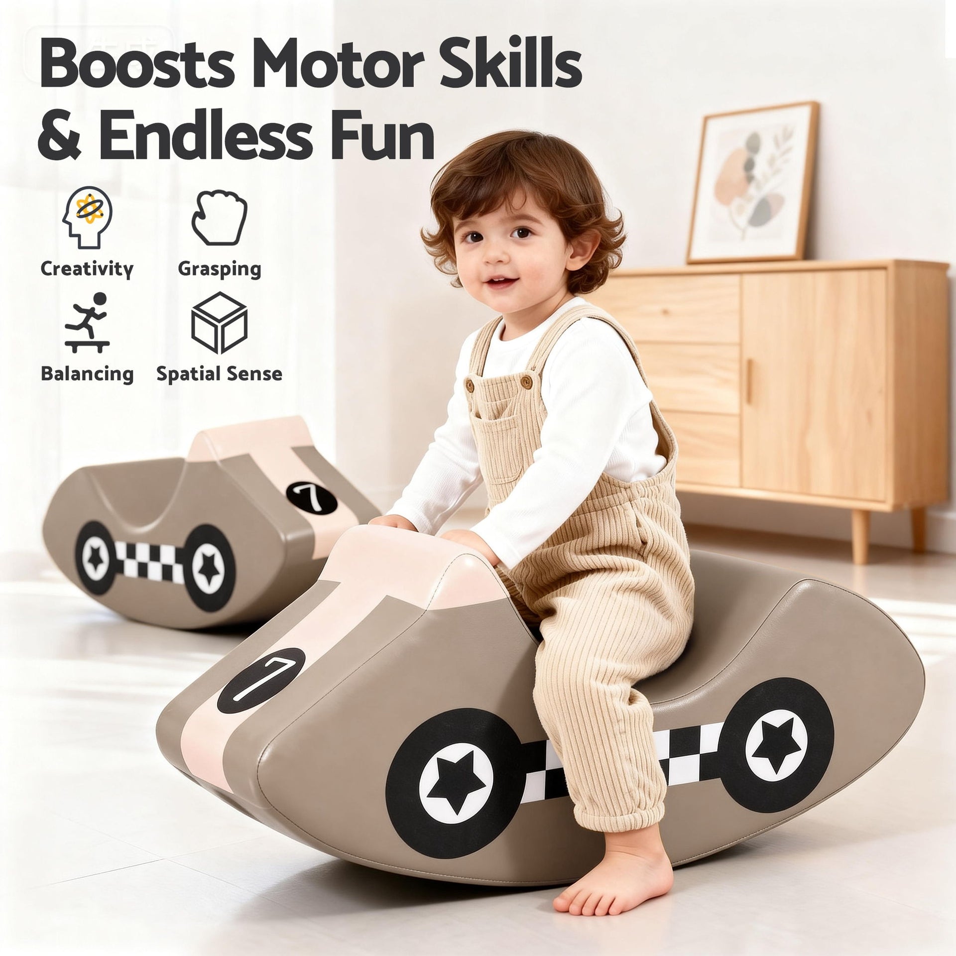 Kids Climbing Blocks Foam Toddler Playset Soft Indoor Indoor Climbing Toy Rocker Khaki Awezingly