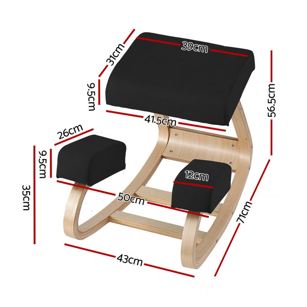 Artiss Kneeling Chair Ergonomic Posture Chair with Memory Foam Balance Stool for Home Office Gaming 120kg Weight Capacity Black Awezingly