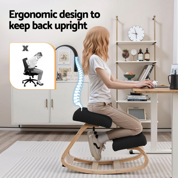 Artiss Kneeling Chair Ergonomic Posture Chair with Memory Foam Balance Stool for Home Office Gaming 120kg Weight Capacity Black Awezingly