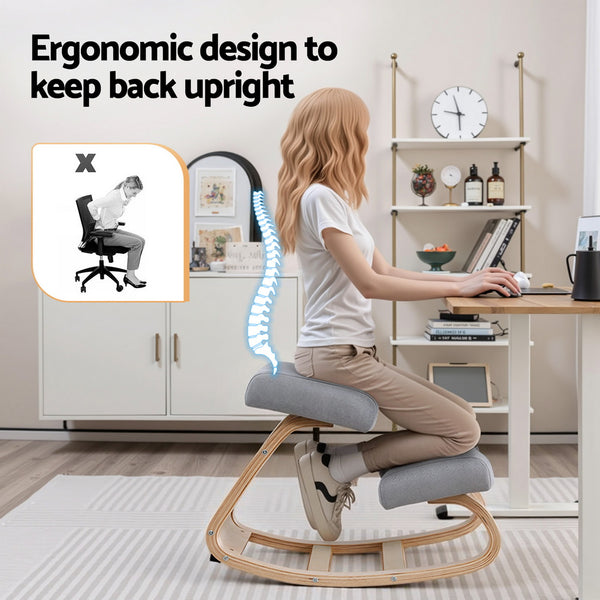 Artiss Kneeling Chair Ergonomic Posture Chair with Memory Foam Balance Stool for Home Office Gaming 120kg Weight Capacity Gray Awezingly