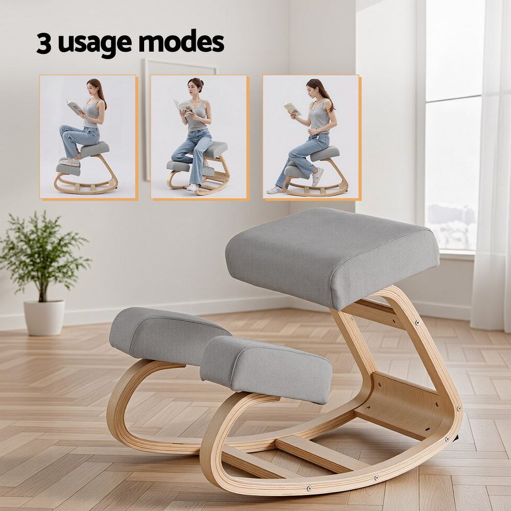 Artiss Kneeling Chair Ergonomic Posture Chair with Memory Foam Balance Stool for Home Office Gaming 120kg Weight Capacity Gray Awezingly