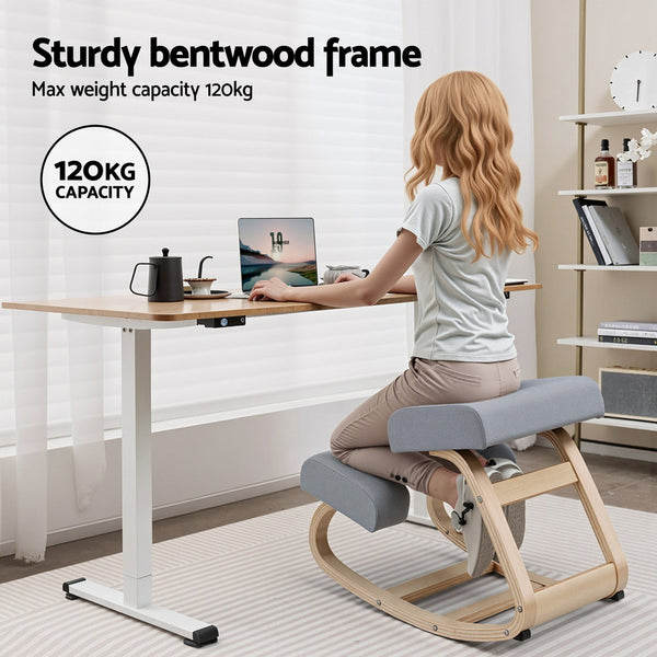 Artiss Kneeling Chair Ergonomic Posture Chair with Memory Foam Balance Stool for Home Office Gaming 120kg Weight Capacity Gray Awezingly