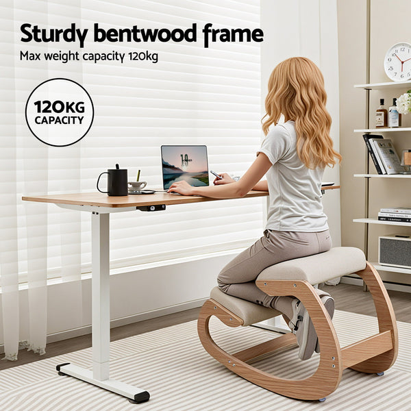 Artiss Kneeling Chair Ergonomic Posture Chair with Memory Foam Balance Stool for Home Office Gaming 120kg Weight Capacity Beige Awezingly