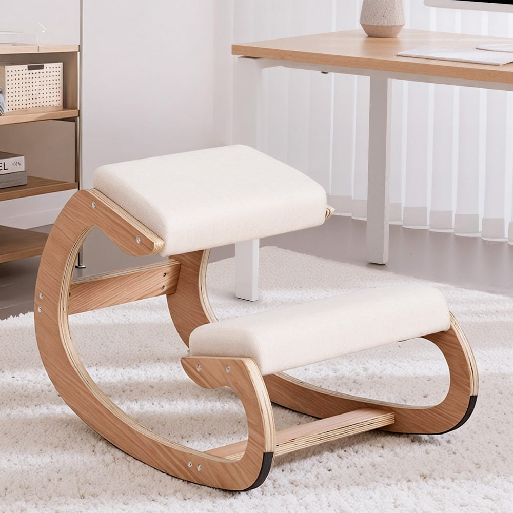 Artiss Kneeling Chair Ergonomic Posture Chair with Memory Foam Balance Stool for Home Office Gaming 120kg Weight Capacity Beige Awezingly