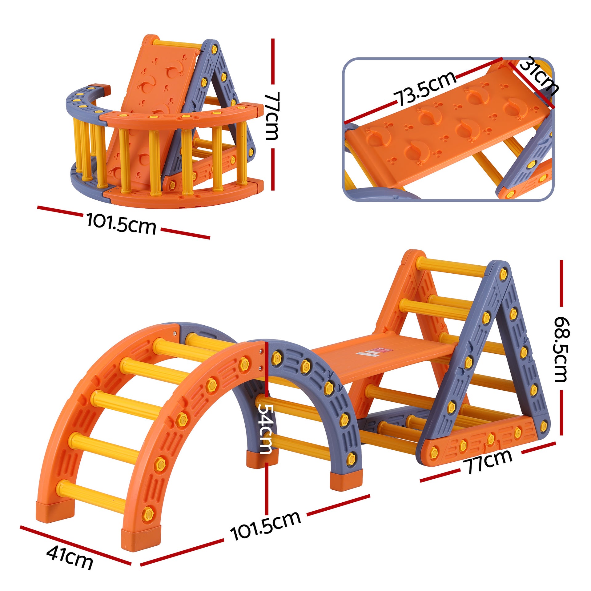 Kids Climbing Frame Set With Slide Indoor Outdoor Toddler Toys Pikler Triangle Climber With Arch Awezingly