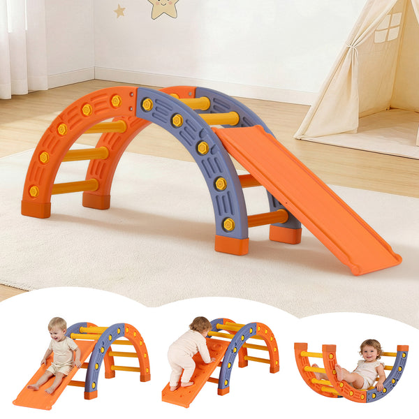 Keezi Kids Climbing Frame Set With Slide Indoor Outdoor Toddler Toys Pikler Arch Climber Awezingly