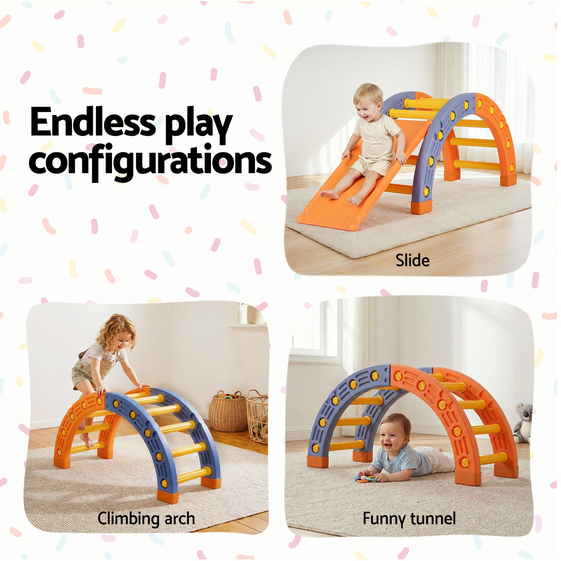 Keezi Kids Climbing Frame Set With Slide Indoor Outdoor Toddler Toys Pikler Arch Climber Awezingly