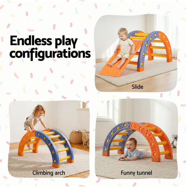 Keezi Kids Climbing Frame Set With Slide Indoor Outdoor Toddler Toys Pikler Arch Climber Awezingly