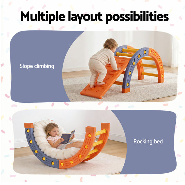 Keezi Kids Climbing Frame Set With Slide Indoor Outdoor Toddler Toys Pikler Arch Climber Awezingly