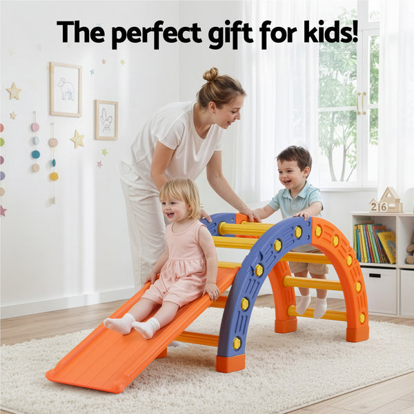 Keezi Kids Climbing Frame Set With Slide Indoor Outdoor Toddler Toys Pikler Arch Climber Awezingly