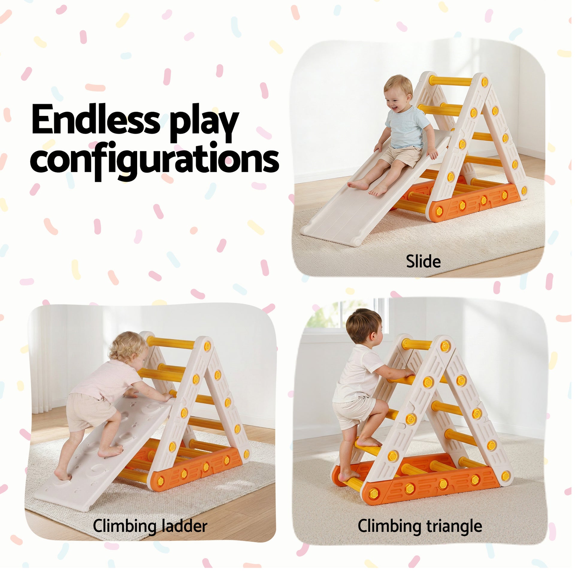 Keezi Kids Climbing Frame Set With Slide Indoor Outdoor Toddler Toys Pikler Triangle Climber Awezingly