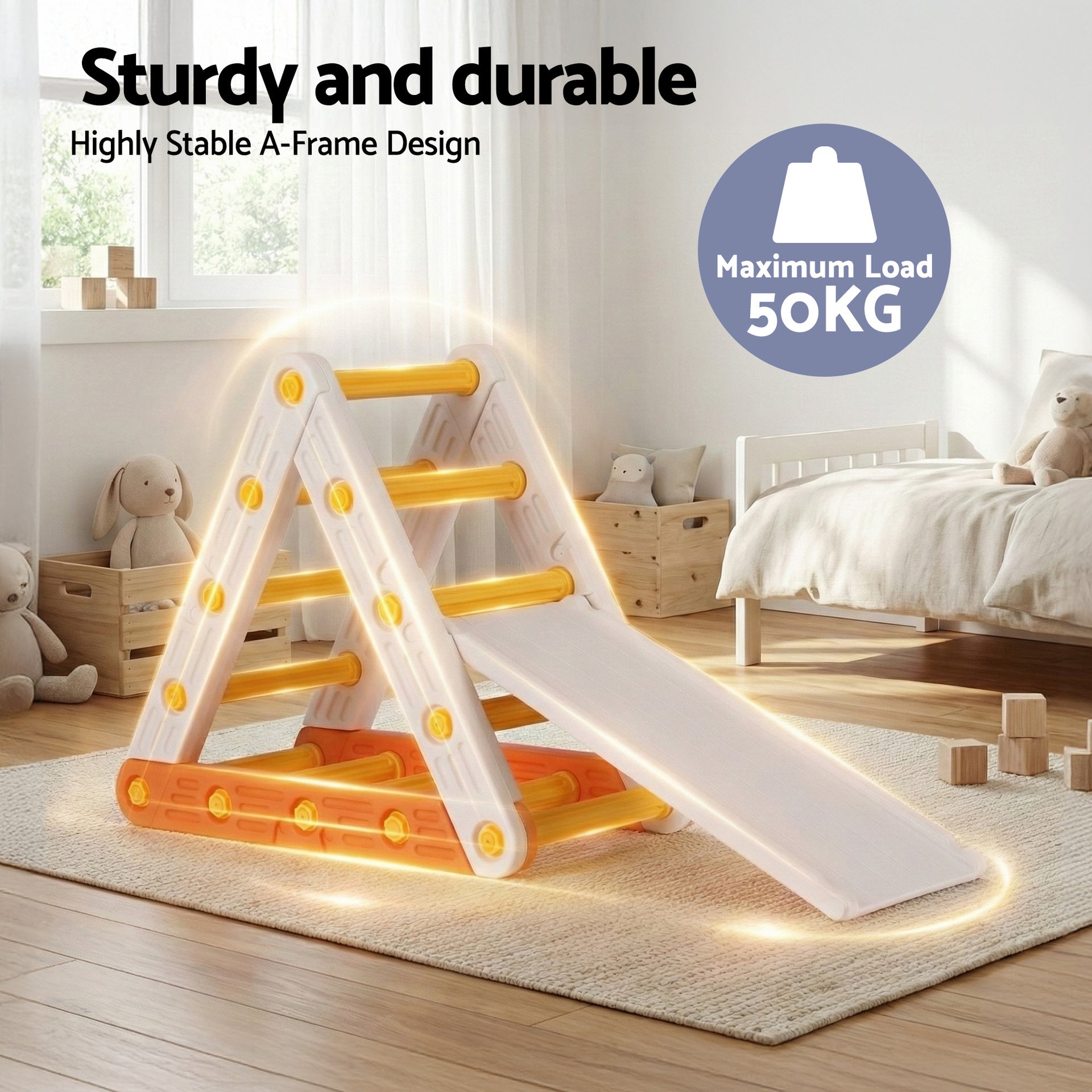 Keezi Kids Climbing Frame Set With Slide Indoor Outdoor Toddler Toys Pikler Triangle Climber Awezingly