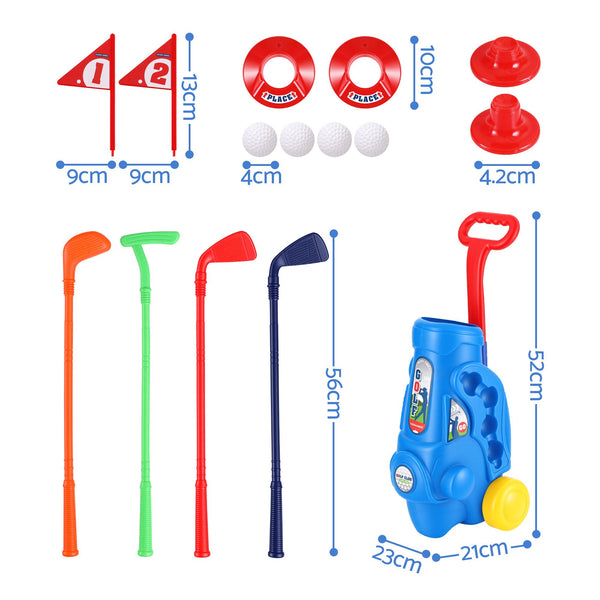 Keezi Kids Golf Set Toddler Club Set Pull Cart Indoor Outdoor Backyard Mini Toy Ages 2-6 Awezingly
