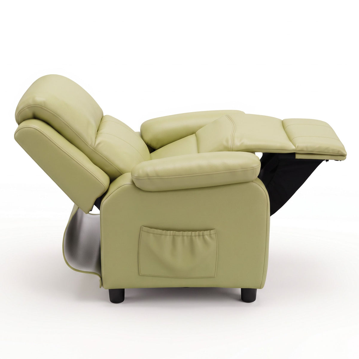 Keezi Kids Recliner Chair PU Leather Toddler Lounge Adjustable Backrest w/ Armrest Storage & 2 Side Pockets Green Awezingly