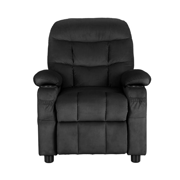 Keezi Kids Recliner Chair Black Velvet Sofa Lounge Couch Children Charis Armchair Keezi